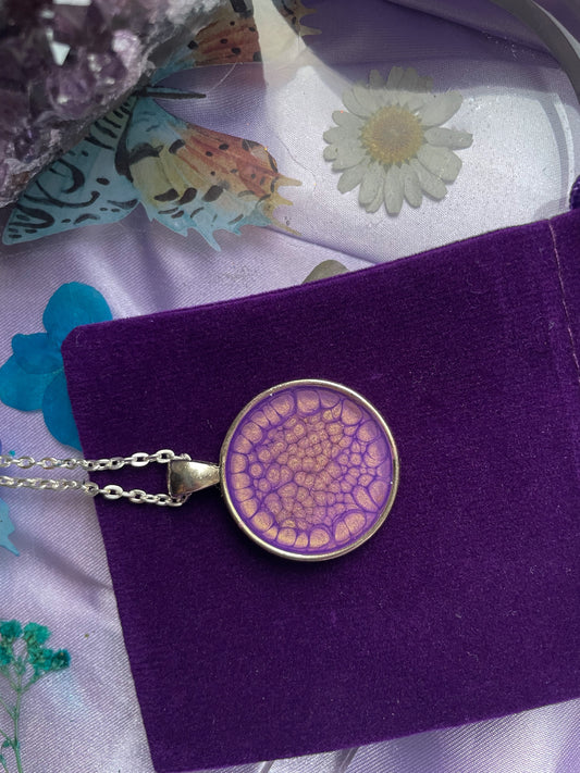 Purple & Gold Honeycomb Necklace Pendant
