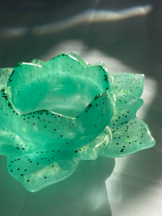 Green Lotus Flower Tea Light Holder