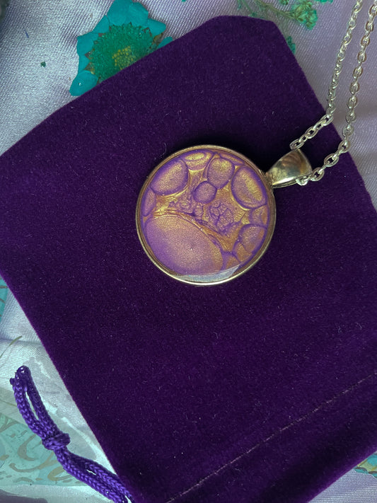 Purple & Gold Bubble Necklace Pendant