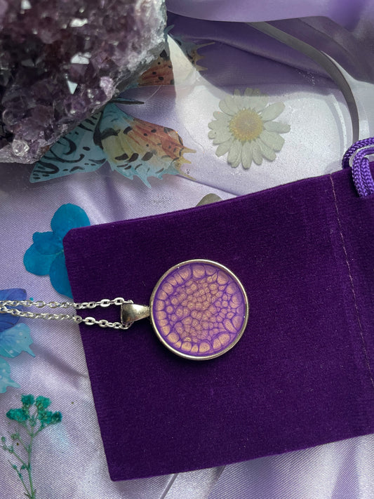 Purple & Gold Honeycomb Necklace Pendant