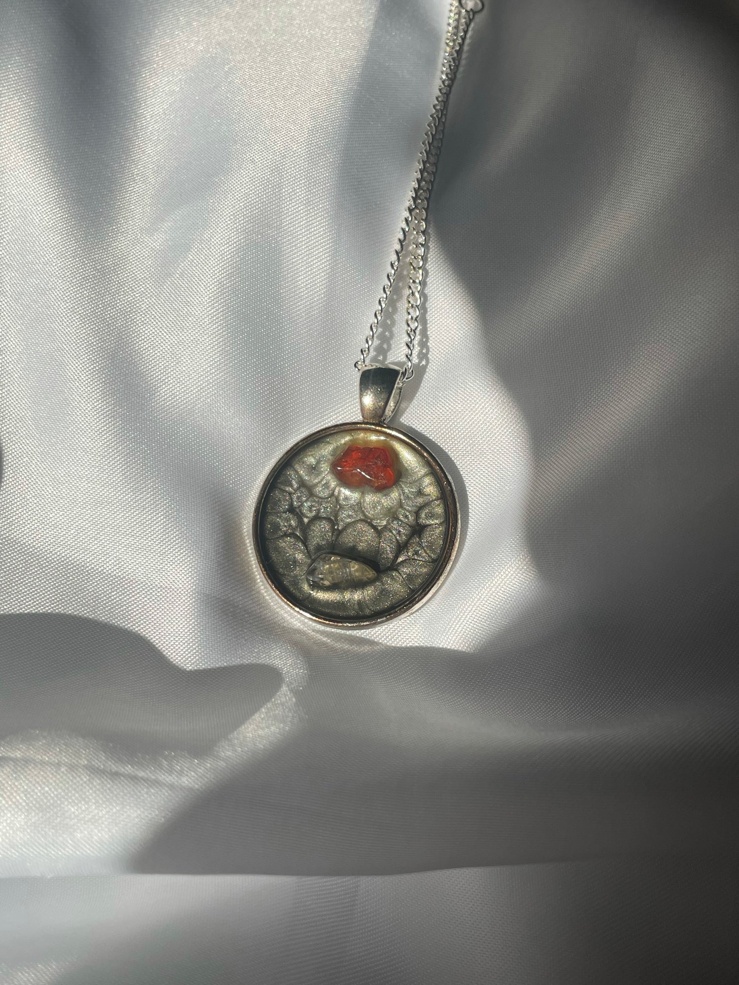 Silver Carnelian & Citrine Necklace Pendant