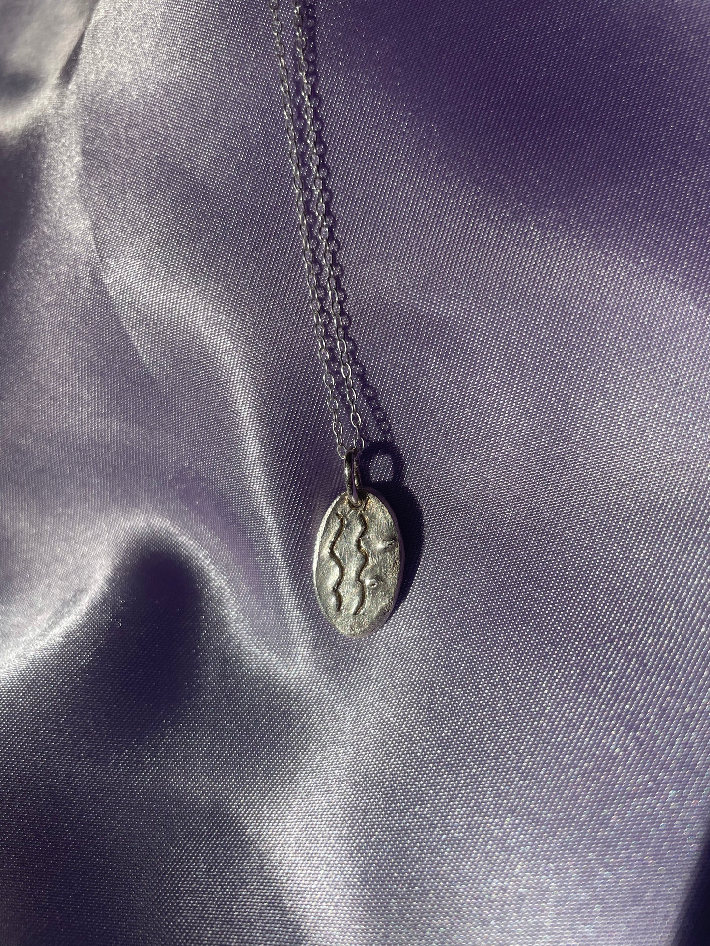 Fine Silver Oval Necklace Pendant