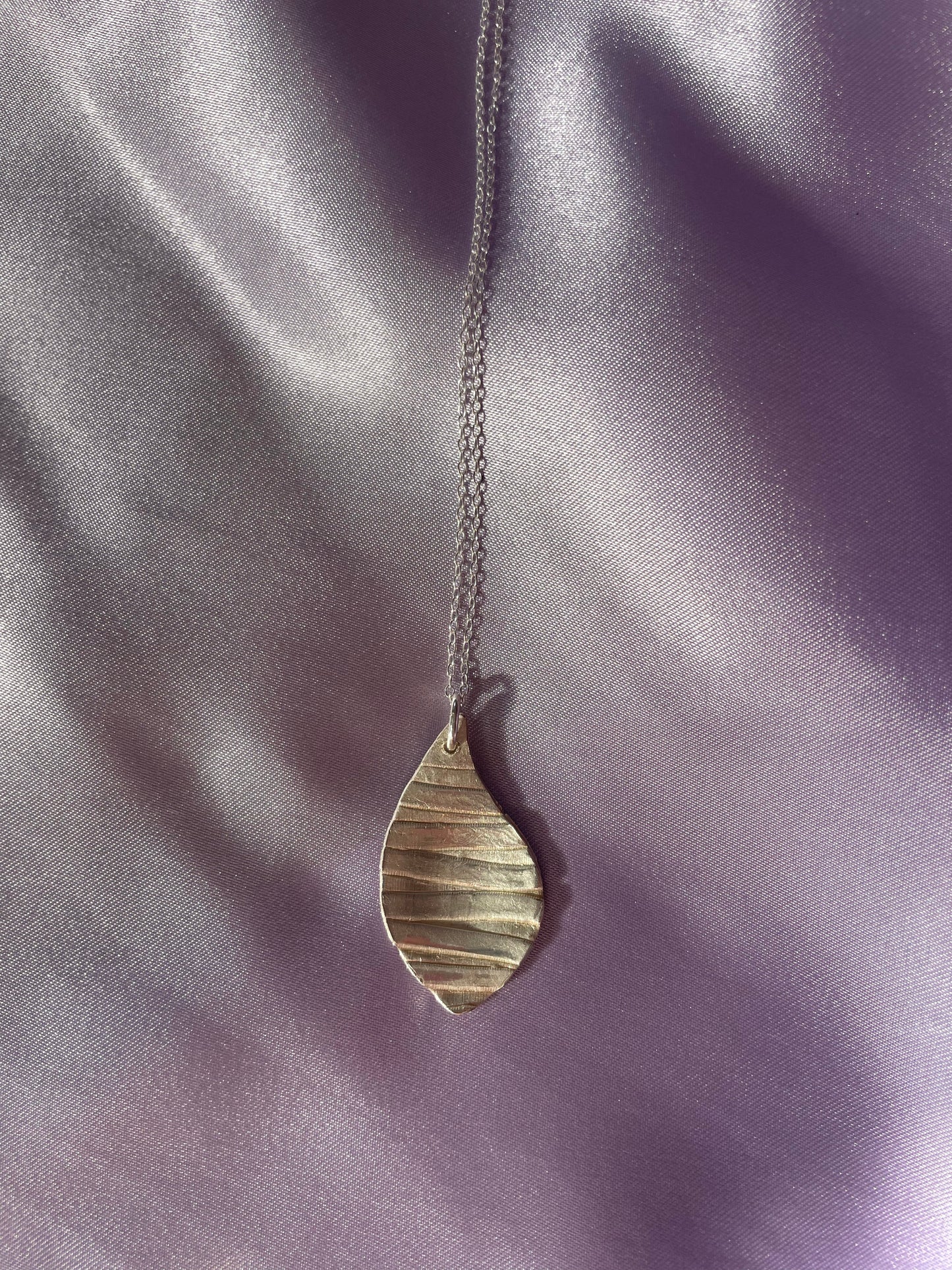 Fine Silver Leaf Necklace Pendant