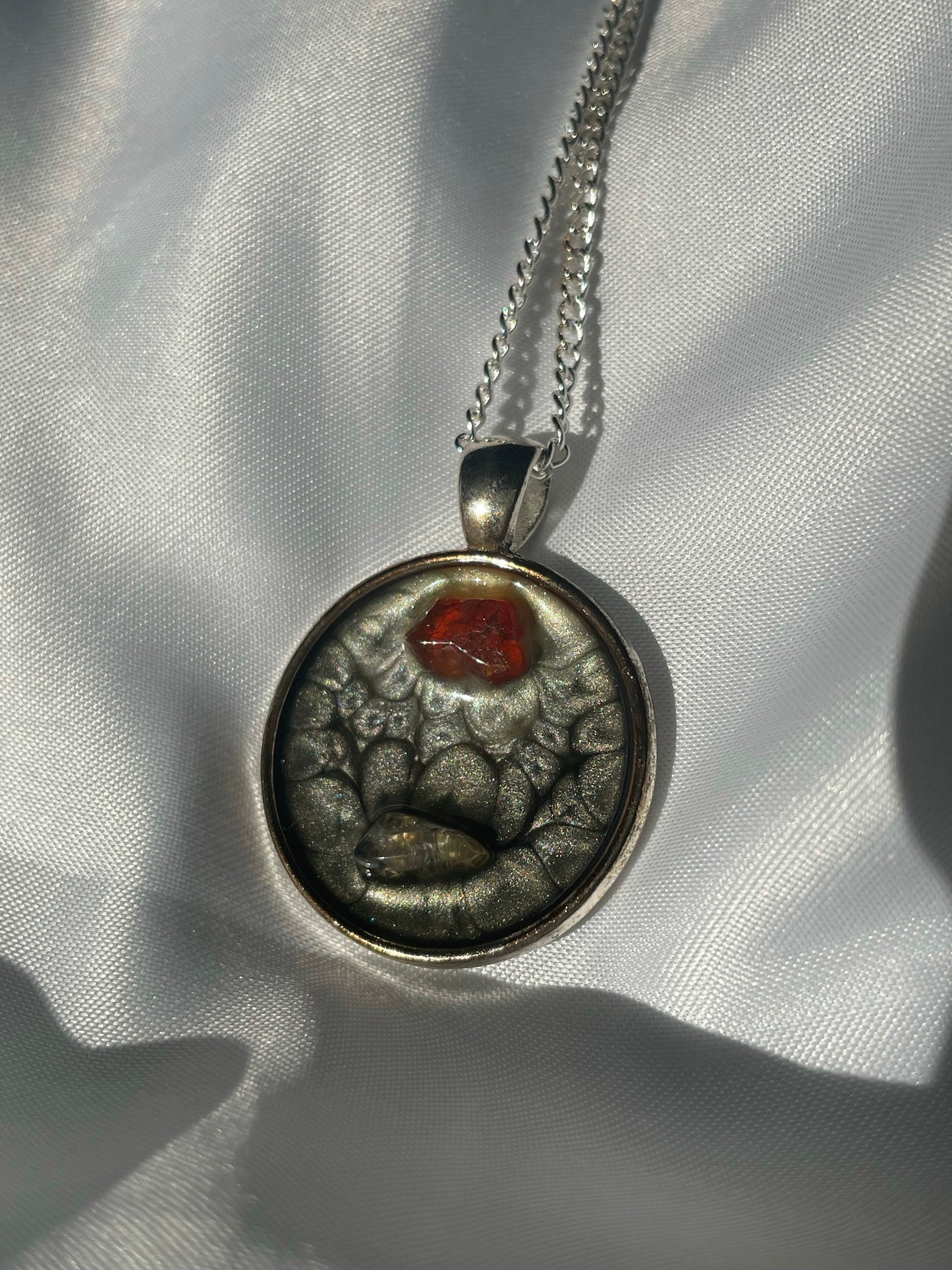 Silver Carnelian & Citrine Necklace Pendant