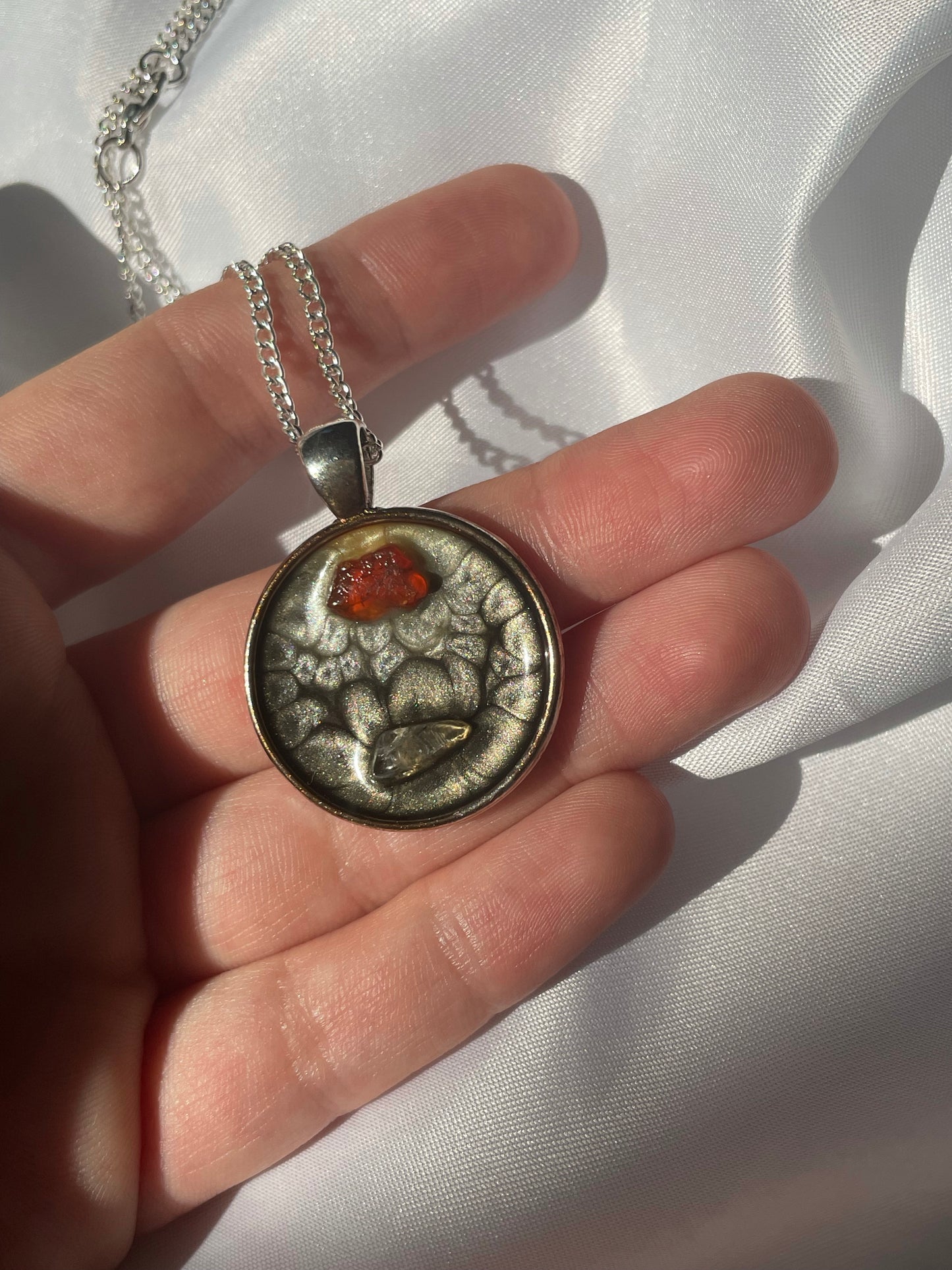 Silver Carnelian & Citrine Necklace Pendant